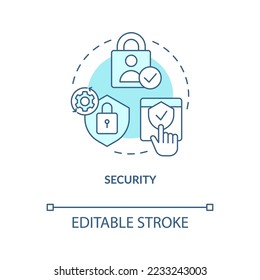 Security turquoise concept icon. Protect website. Prevent hacking viruses abstract idea thin line illustration. Isolated outline drawing. Editable stroke. Arial, Myriad Pro-Bold fonts used