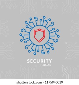 Security Typography With Sheild Logo Vector