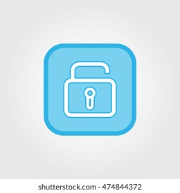Security unlocked flat square icon for websites and apps