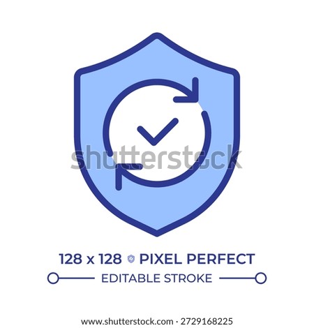 Security updates pixel perfect line color icon. Continuous verification. Antivirus software update. Network firewall. Isolated vector illustration. Flat colorful symbol design. Editable stroke