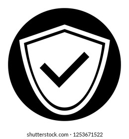 Security vector, icon on black circle. White background
