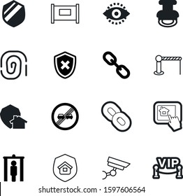 security vector icon set such as: iris, delivery, negative, texture, frame, driver, board, biometric, approval, firewall, camera, contract, cross, driving, movement, work, caution, reataurant