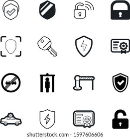 security vector icon set such as: roadblock, id, inspection, person, icons, railroad, open, circle, shadow, face, access, travel, detection, x-ray, facial, padlock, graphic, mark, crossing, image