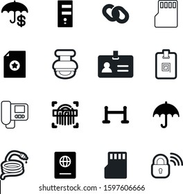 security vector icon set such as: membership, name, rainy, screen, pictogram, heat, interface, crime, season, entrance, tourism, weather, seal, access, wi-fi, check, open, art, lock, silhouette, scan