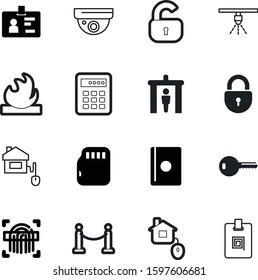 security vector icon set such as: cam, passport, metal, logistic, membership, mobile, number, armored, watching, head, video, immigration, hand, shape, work, barrier, dial, human, camera, print