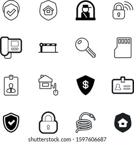 security vector icon set such as: data, frame, pipe, click, gate, android, image, flame, flash, water, camera, padlock, currency, royal, payment, area, checkpoint, screen, employee, organic, electric