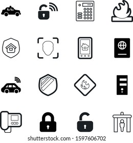 security vector icon set such as: atm, number, bank, gates, icons, transport, drive, document, international, finger, dial, center, connected, keypad, a, defense, pass, remote, badge, travel, blue