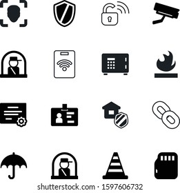 security vector icon set such as: memory, rainy, contact, award, flash, bank, barrier, alert, secrecy, cam, repair, work, private, weather, chain, alarm, password, liquid, orange, togetherness