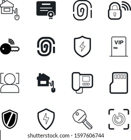 security vector icon set such as: car, award, science, diploma, barrier, iris, facial, card, seal, ornament, wi-fi, camera, estate, certification, video, insurance, communication, locked, club
