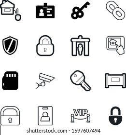 security vector icon set such as: cellular, cam, logo, member, tablet, farm, multimedia, chain, boundary, electronic, wire, graphic, image, food, fences, stand, cage, contact, sd, encryption, gates
