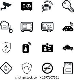 security vector icon set such as: lightning, pass, switch, connected, garden, seal, intelligent, password, off, click, elegant, driving, antique, red, tap, certificate, micro, rescue, alarm, press