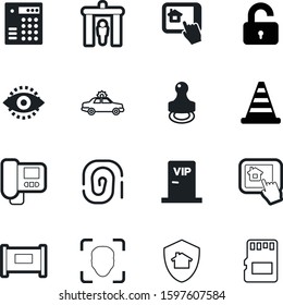 security vector icon set such as: data, quality, agreement, keypad, document, texture, code, forbidden, caution, graphic, detection, link, recognition, approval, science, chip, reataurant, touch