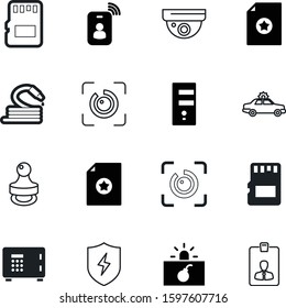 security vector icon set such as: member, certified, employee, center, handle, water, transport, stamper, finance, rubber, organic, watching, cctv, natural, bank, person, storm, car, cop, garden