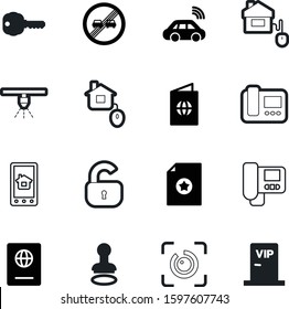 security vector icon set such as: gate, app, zone, education, area, pictogram, approval, network, access, retina, unlock, irrigation, online, checkout, money, certification, road, key, entrance