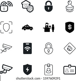 security vector icon set such as: risk, scanning, border, storm, financial, cover, siren, privacy, banking, wireless, hazard, mark, cellular, facial, bank, stamper, defend, tag, warning, estate