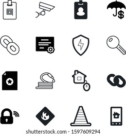 security vector icon set such as: flammable, signal, delivery, electric, authentication, heat, online, wireless, tag, member, tablet, concept, rescue, construction, risk, reel, natural, alert, energy