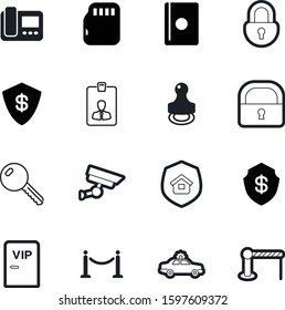 security vector icon set such as: modern, company, car, mark, pole, entrance, validate, police, information, passport, approval, road, computer, app, zone, immigration, food, door, science, stamp