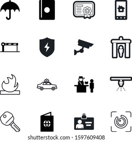 security vector icon set such as: risk, scan, network, delivery, seal, season, view, cam, garden, membership, gates, user, flammable, autumn, entry, success, member, material, video, lock, street