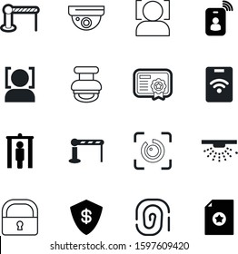 security vector icon set such as: circle, ok, sprinkler, head, contract, cam, caution, certified, fill, winner, credit, inspection, iris, ribbon, approval, water, eye, detector, x-ray, modern, cctv