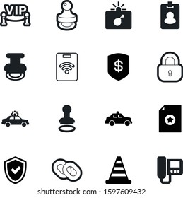 security vector icon set such as: marking, multimedia, success, museum, financial, construction, color, patrol, emblem, paper, clip, cooperation, food, entrance, red, chain, emergency, connection