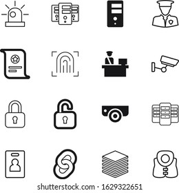 security vector icon set such as: finger, key, veteran, editable, template, card, striped, print, male, modern, emergency, traffic, keyhole, strength, press, ornament, personal, fingerprint, light
