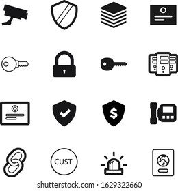 security vector icon set such as: medical, customs, pass, tourist, terminal, intercom, ambulance, guarantee, immigration, private, media, property, attention, electronic, abstract, set, thin, mark