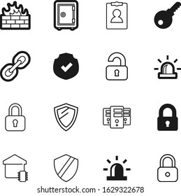 security vector icon set such as: pad, link, deposit, storage, frame, identification, encryption, account, connect, heraldic, stamp, communication, simple, data, id, logistic, register, open, control