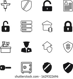 Security Vector Icon Set Such As: Plain, Hat, Keyhole, Seasonal, Veteran, Job, Financial, Customer, Creative, Defence, Defense, Employee, Property, Firewall, Halloween, Scarecrow, Patrol, Body, Icons