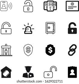 security vector icon set such as: people, door, media, link, smart, strength, access, decorative, fire, medical, paper, scanner, seal, light, set, travel, certification, chain, tag, linked, vip