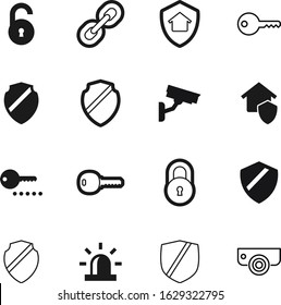 security vector icon set such as: open, stroke, logistic, keyword, technology, cam, abstract, hotel, private, urgency, shopping, armor, access, looking, linked, strong, hyperlink, system, broken