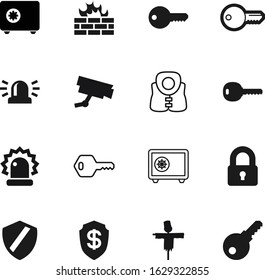 security vector icon set such as: access, garden, keys, harvest, padlock, shape, digital, video, art, caution, line, arrest, decoration, life, rescue, cam, pool, defence, currency, monitoring