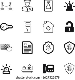 security vector icon set such as: desk, connect, military, suitcase, entrance, wall, event, silhouette, open, terminal, employee, entertainment, vip, access, terror, belt, device, padlock, airport