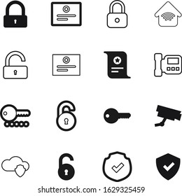security vector icon set such as: property, platform, danger, cloud, communication, defense, device, camera, estate, data, logo, cam, set, space, phone, desk, coverage, connected, storage, cctv