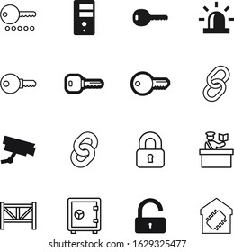 security vector icon set such as: bank, job, beacon, looking, crime, officer, image, deposit, attention, garden, creative, male, medical, mark, monitoring, alarm, icons, steel, fence, guard, abstract