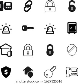 security vector icon set such as: coat, royal, metal, open, mark, broken, creative, currency, defence, property, cash, glowing, defend, construction, linked, image, abstract, financial, connection