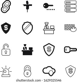 security vector icon set such as: emblem, light, center, work, open, graphic, seasonal, storage, ambulance, silver, encryption, arms, application, house, digital, big, antivirus, link, scarecrow