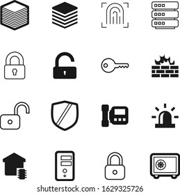 security vector icon set such as: print, wall, guard, badge, close, emblem, urgency, finance, set, desk, phone, ambulance, icons, mark, logistic, human, criminal, siren, fingerprint, alarm, abstract