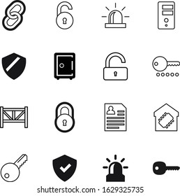 security vector icon set such as: attention, smart, wood, remote, account, treasure, linked, employee, broken, garden, wooden, bank, wealth, identity, keyword, storage, strong, frame, fence, signal