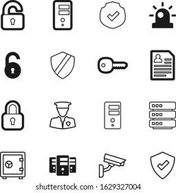 security vector icon set such as: veteran, check, account, looking, contact, royal, camera, body, uniform, assurance, property, arms, shape, coat, frame, emergency, secret, man, personal, ambulance