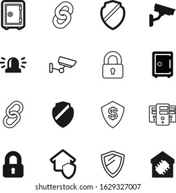 security vector icon set such as: beacon, control, insurance, cloud, alarm, computer, siren, database, interface, locker, remote, warning, closed, looking, construction, creative, market, financial