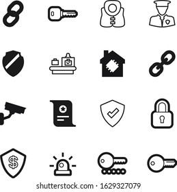 security vector icon set such as: character, guarantee, digital, certification, antivirus, template, image, decorative, terminal, antique, clothing, video, terrorism, dollar, urgency, blank, wealth