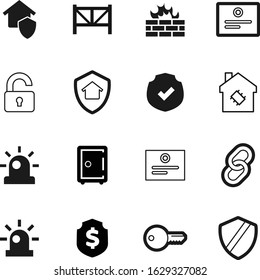 security vector icon set such as: farm, privacy, financial, badge, strength, cash, open, wood, guarantee, quality, automation, defence, glowing, deposit, banking, computer, lines, architecture, steel