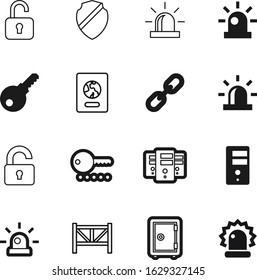 security vector icon set such as: arms, steel, citizen, strength, border, architecture, document, linked, old, chain, global, emblem, interface, hyperlink, identification, farm, firewall, royal, coat