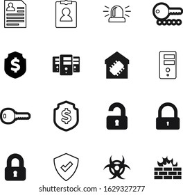 security vector icon set such as: wall, quality, siren, abstract, risk, toxic, logo, attention, certified, check, scientific, beacon, graphic, biohazard, art, closed, assurance, medical, label