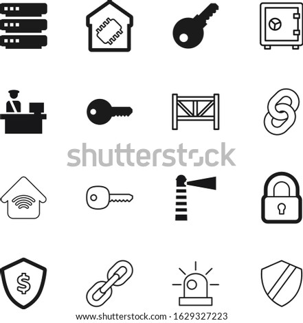 security vector icon set such as: coverage, wall, label, building, closed, dollar, box, stamp, industrial, padlock, danger, defence, currency, pictogram, communication, app, outdoor, ambulance, arms