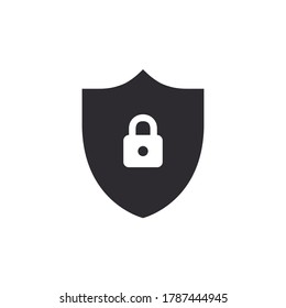 Security vector icon. Shield with lock. Protection icon. Data security. Password protection. Secure access. Safety system. Lock icon. Protection activated. Active safety. Guard badge. Privacy symbol.