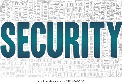 Security vector illustration word cloud isolated on a white background.