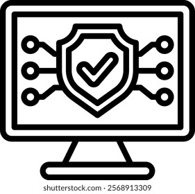 Security Vector Lineal Icon On White Background.