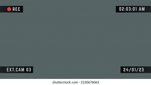 Security Video Camera Frame. Camcorder Ui Overlay. Videocamera Frame With Record Indicator.
