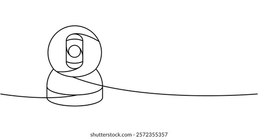 Security video camera one line continuous drawing. Security surveillance system. Vector illustration